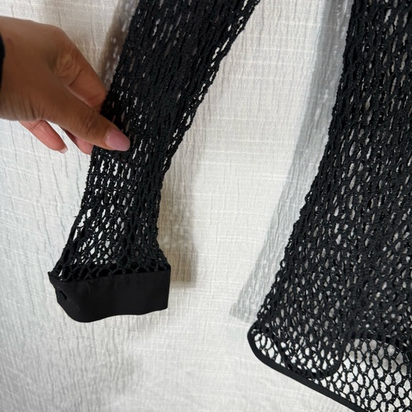 Anne Fontaine Paris Sheer mesh lace Button-Down Blouse – Black – Size 3 (medium) - Picture 5 of 11